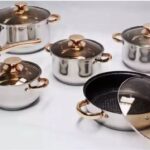 6 Pcs Set Pot Luxury Rose Gold Stainless Steel Cookware – High-Performance Mirror Finish Series