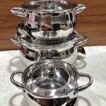 3 Pcs Set Pot Premium Stainless Steel Cookware – High-Grade Mirror Finish Stockpot & Casserole Set