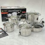 12-Piece Household High-Quality Zepter Stainless Steel Cookware Set with Whistling Kettle