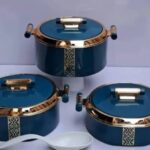 3-Set Luxury Insulated Food Warmer with Gold Stand Legs