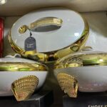 3-Set Luxury White and Gold Insulated Food Warmer