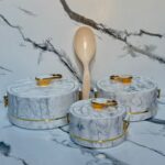 3-Set Luxury White Insulated Food Warmer with Touch of Gold Top