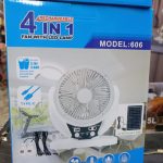 4-in-1 Rechargeable Fan with LED Lamp (Model: 606)