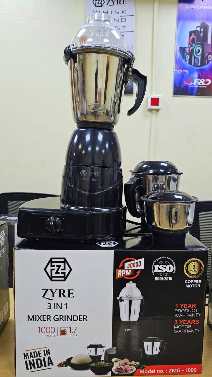 Zyre 1000W 3-in-1 Heavy Duty Mixer Grinder (ZMG-1000)