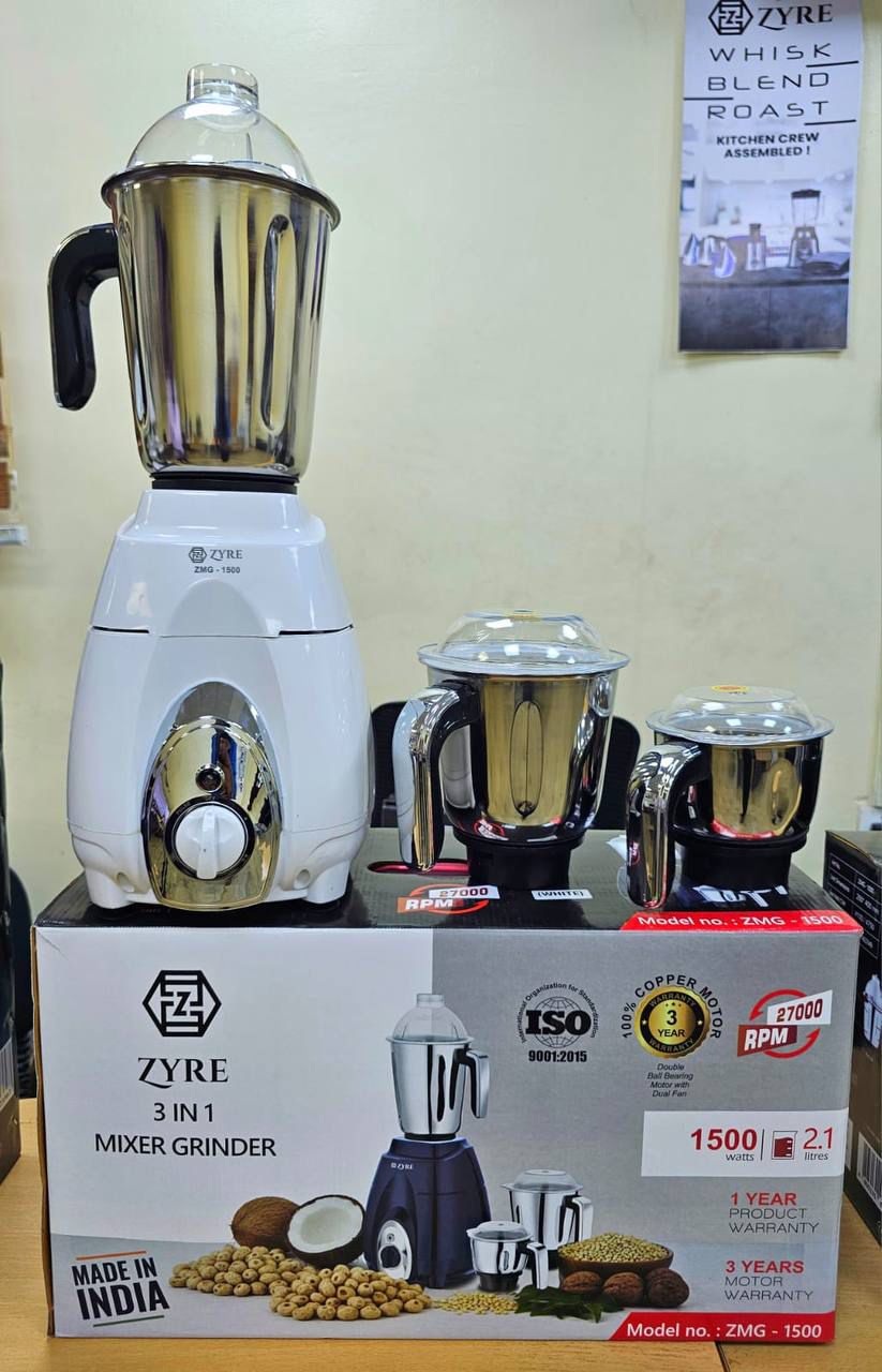 Zyre 1500W 3-in-1 Heavy Duty Mixer Grinder (ZMG-1500)
